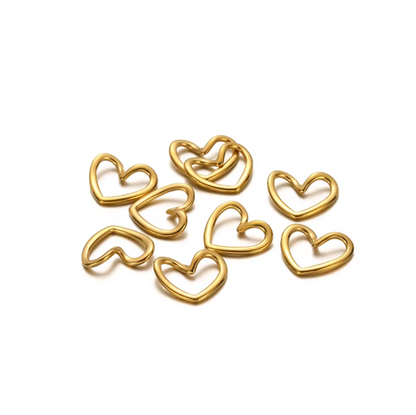 STF013 - Stainless Steel Organic Heart Charms Pendants (1pc) (Anti Tarnish)