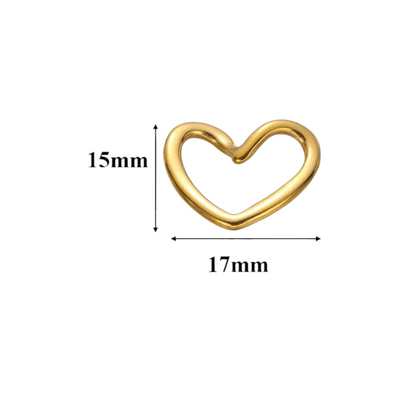 STF013 - Stainless Steel Organic Heart Charms Pendants (1pc) (Anti Tarnish)