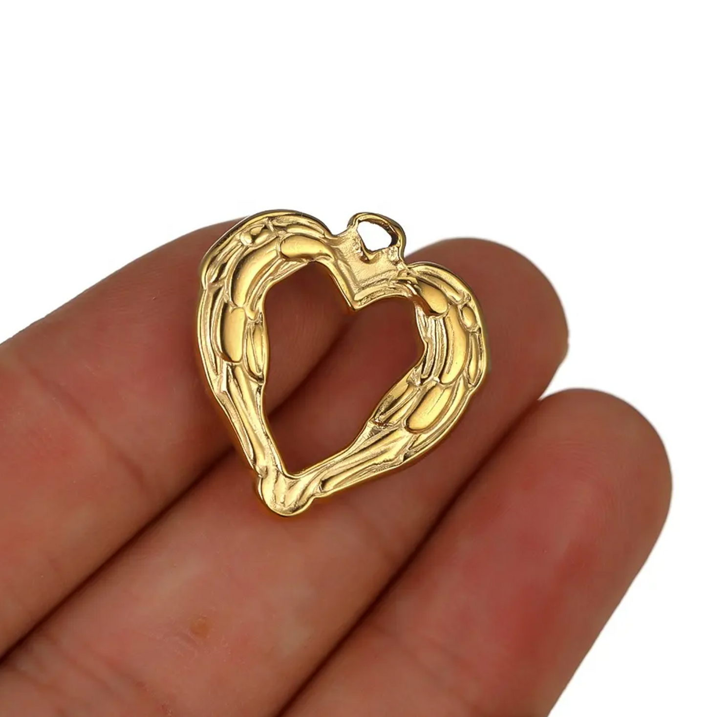 STF019 - Stainless Steel Wings Heart Pendant Charms (1pc) (Anti Tarnish)