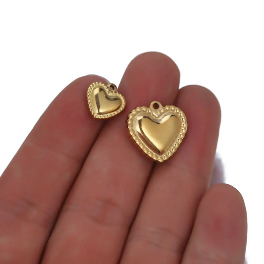 STF04 - Stainless Steel 3D Heart Pendant Charms (1pc) (Anti Tarnish)