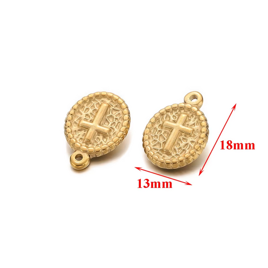 STF026 - Unique Stainless Steel Holy Cross Charms Pendants (1pc) (Anti Tarnish)