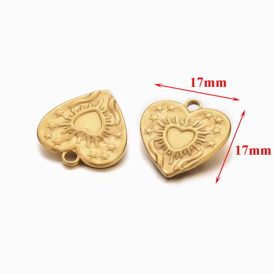 STF024 - Unique Stainless Steel Heart Shape Sun Charms Pendants (1pc) (Anti Tarnish)