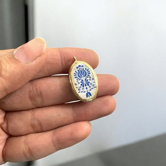 Blue Motif - Cold Porcelain Charms Pendant (Without Chain)