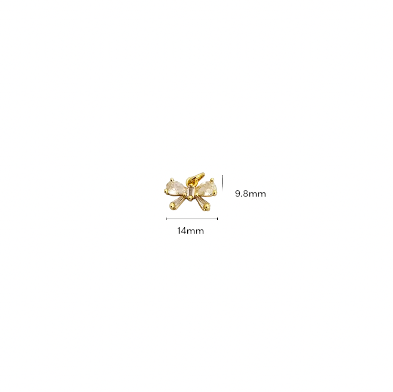 BTF51 - Zircon Bow 18k Gold Plated Brass Pendant (Anti Tarnish) (1pc)