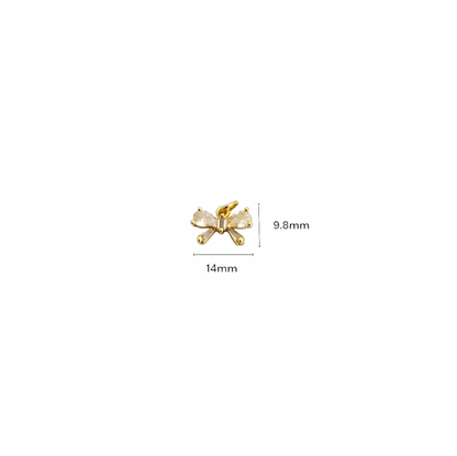 BTF51 - Zircon Bow 18k Gold Plated Brass Pendant (Anti Tarnish) (1pc)