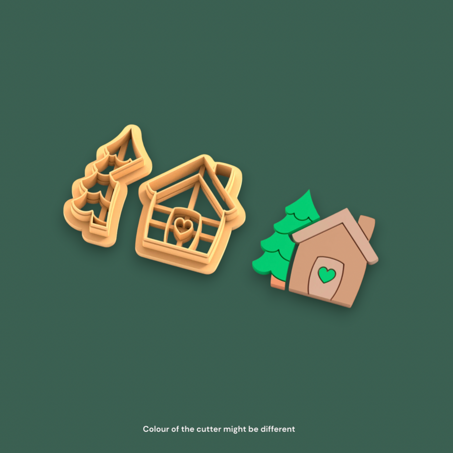 C015 - Christmas House with Tree Clay |  Christmas Theme Clay Cutters