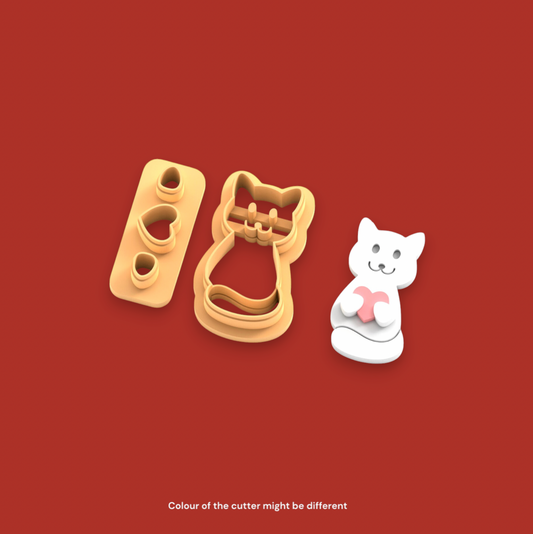 VE19 - Cat Take Heart Clay Cutter |  Valentine Theme Clay Cutters