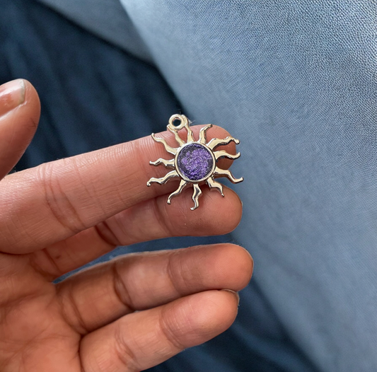 Pearl Purple Silver Sun Charm