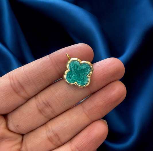 Sparkly Turquoise Clover Charm