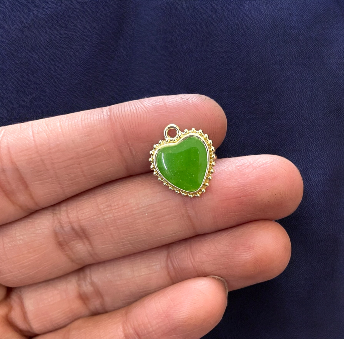 Sparkly Green Heart Charm