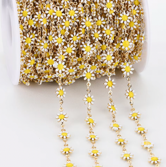 C09 - 1 Meter White Daisy anti slip chains/ High Quality / Tarnish Resistant