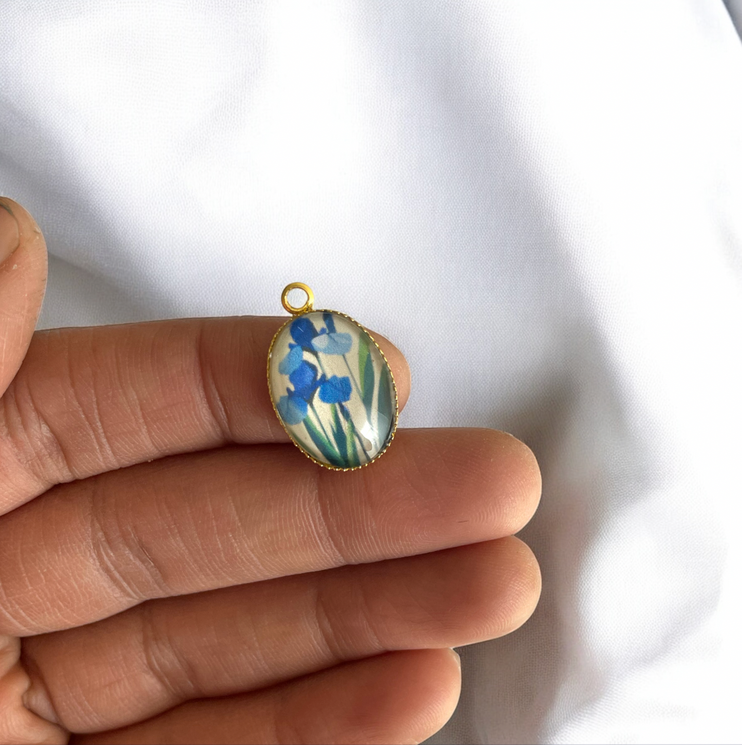 GP08 - Blue Flowers Pendant / Charm (1pc)