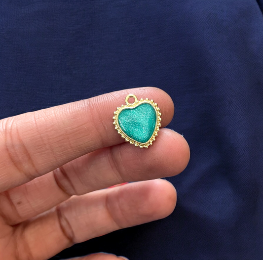 Sparkly Pearl Turquoise Heart Charm