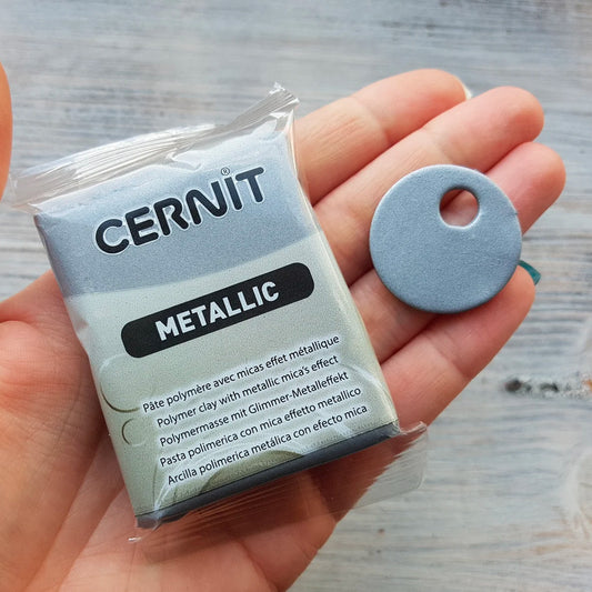 Cernit Metallic Silver 56g - ClartStudios - Polymer clay Jewellery