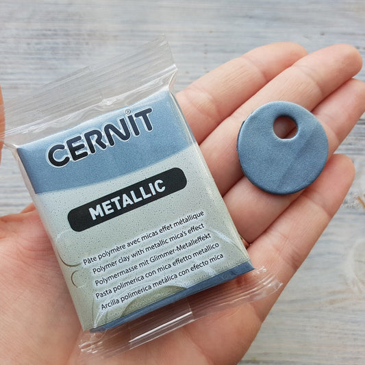 Cernit Metallic Steel - 56gms - ClartStudios - Polymer clay Jewellery