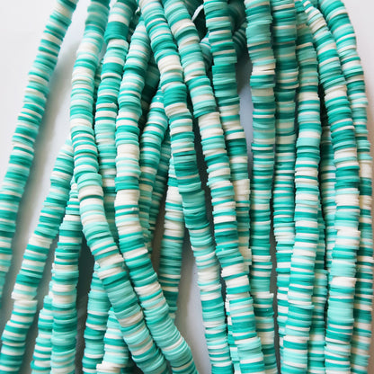 Teal Mix - 1X8mm Disc Polymer Clay Beads - ClartStudios - Polymer clay Jewellery