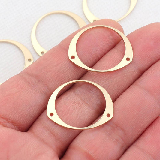 Brass Organic Circle Charm (2 holes) - ClartStudios - Polymer clay Jewellery