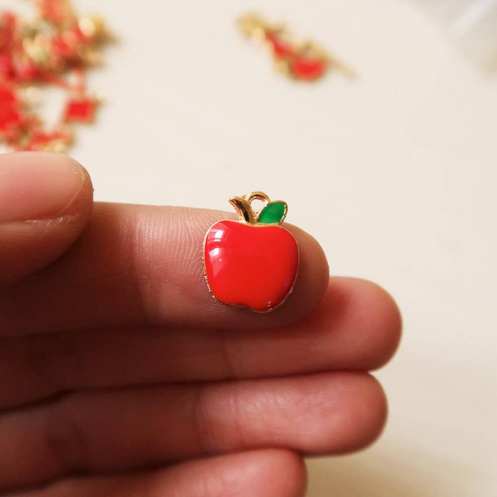 Apple Red Enamel Charm - 3 - ClartStudios - Polymer clay Jewellery