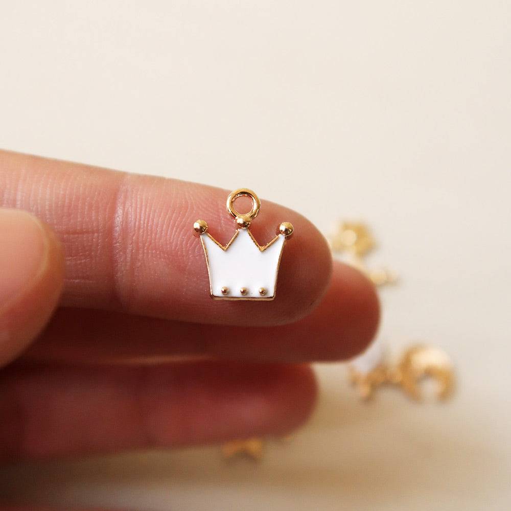 Crown White Enamel Charm - ClartStudios - Polymer clay Jewellery