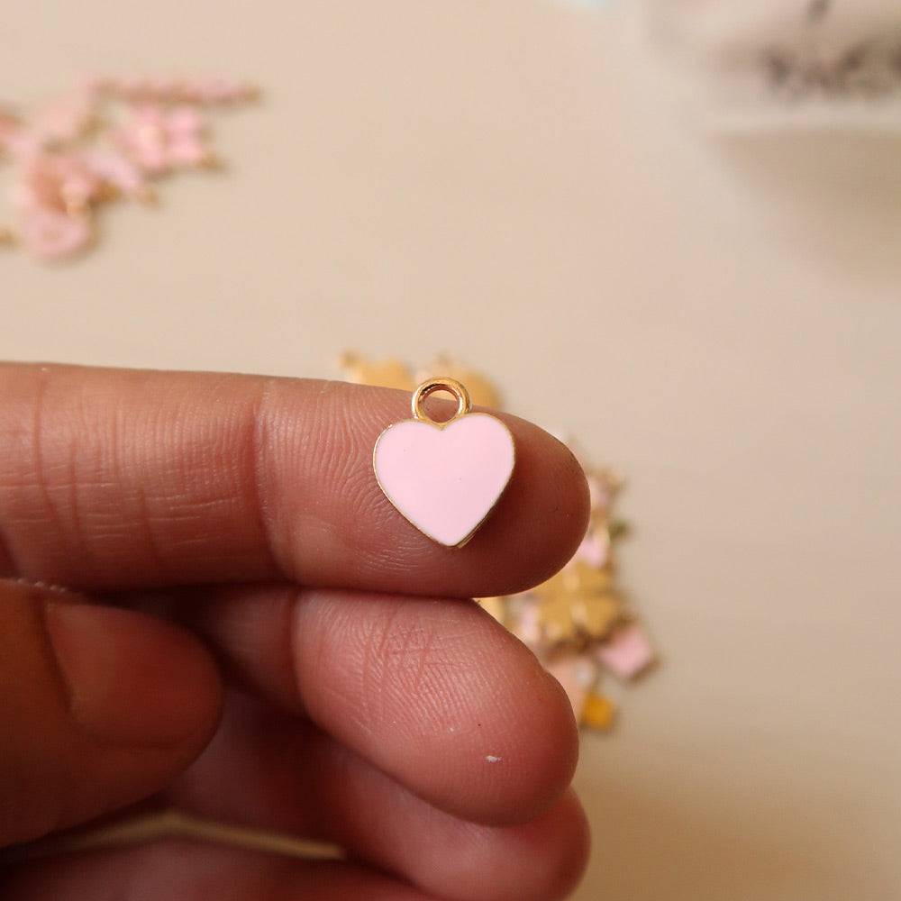 Heart Pink Enamel Charm - 1 - ClartStudios - Polymer clay Jewellery