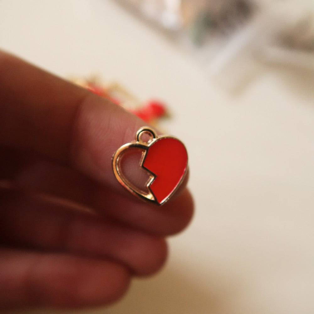 Heart Red Enamel Charm - 1 - ClartStudios - Polymer clay Jewellery