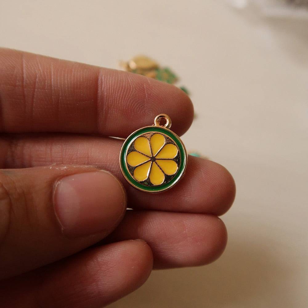 Lemon Green Enamel Charm - 1 - ClartStudios - Polymer clay Jewellery