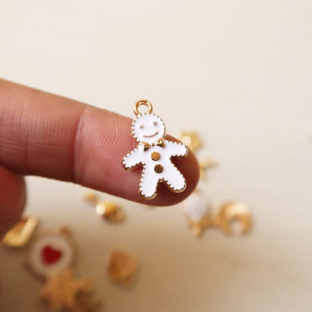 Snowman White Enamel Charm - 1 - ClartStudios - Polymer clay Jewellery