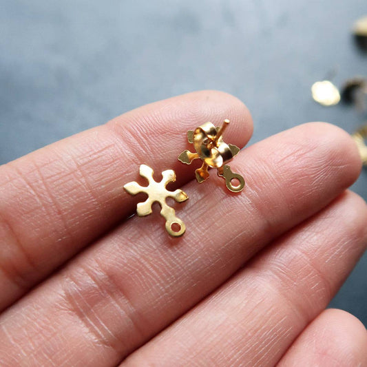 Golden Flower 9 Studs (Sold In Pair) - ClartStudios - Polymer clay Jewellery